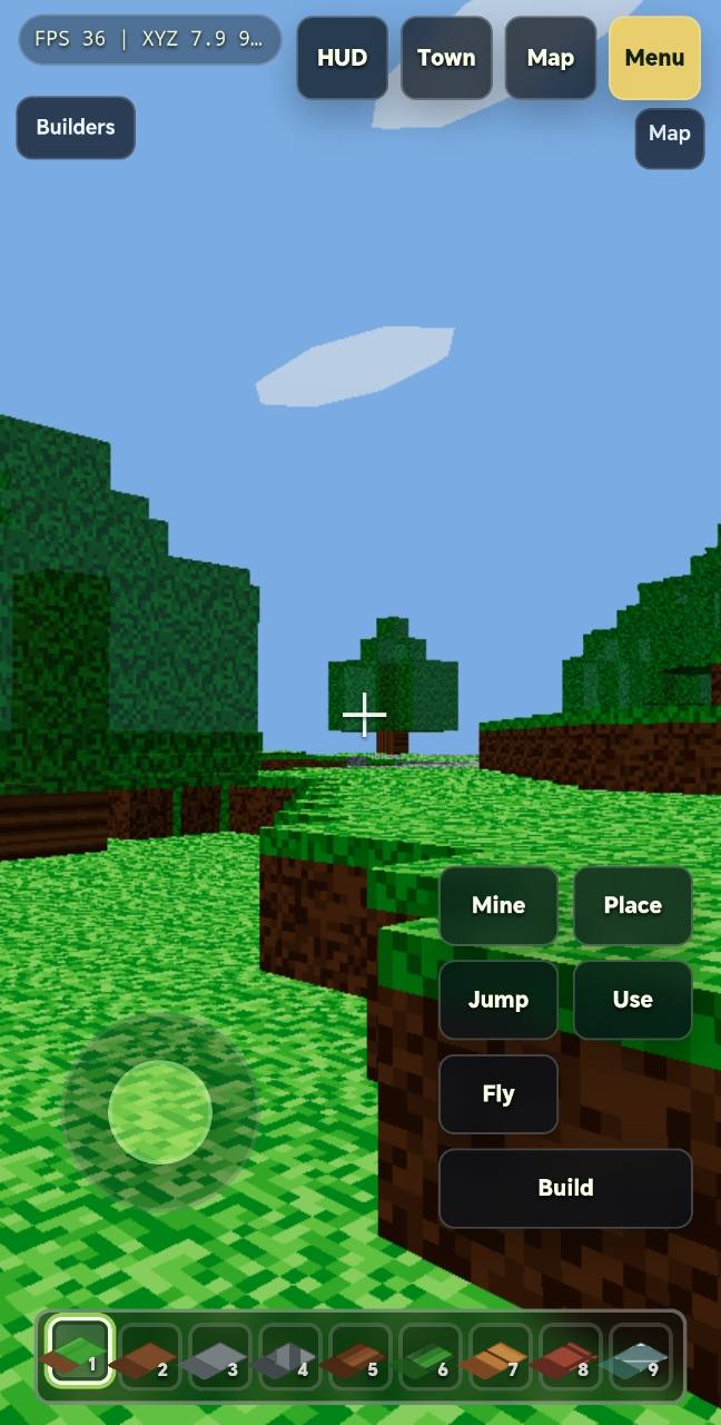Mobile screenshot of the ChunkWorld voxel building game interface