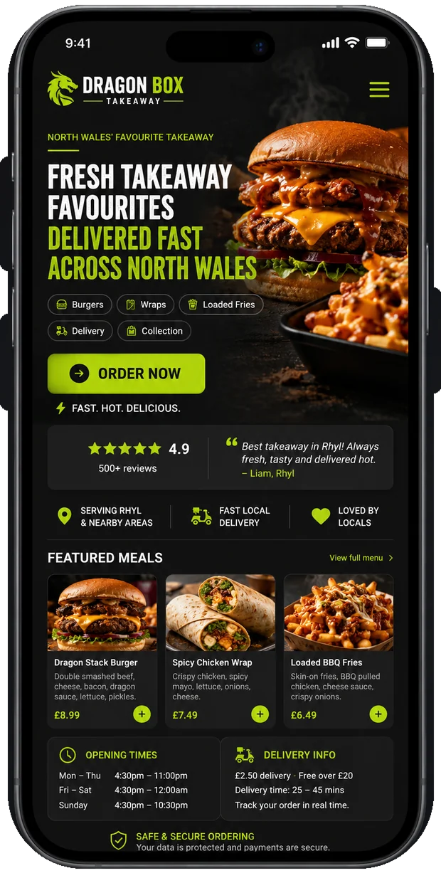 Dragon Box takeaway mobile website concept